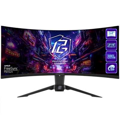 монитор ASRock Phantom Gaming PG34QRT2B Черный
