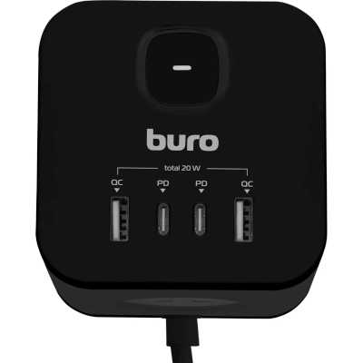 сетевой удлинитель Buro BU-PC3.1UС-PLUS-B черный