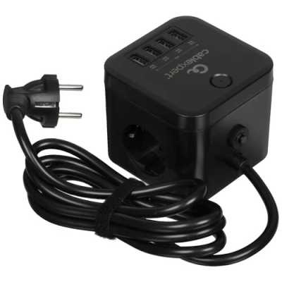сетевой фильтр Cablexpert Cube CUBE-3-U4-B-1.5 черный