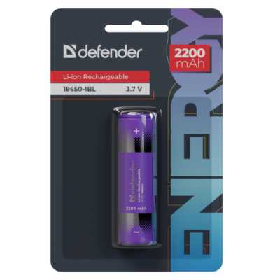 аккумуляторная батарейка Defender 18650-1BL 56701
