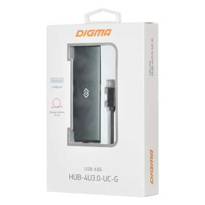 разветвитель USB Digma HUB-4U3.0-UC-G серый