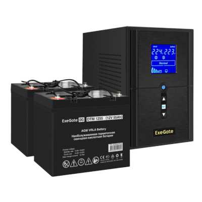 комплект ИБП ExeGate SineTower SZ-1000.LCD.AVR.2SH.1C13.USB EX296796RUS
