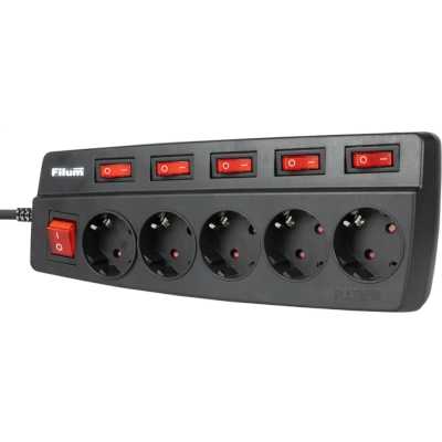 сетевой фильтр Filum FL-SPL5-1.8M-BL черный