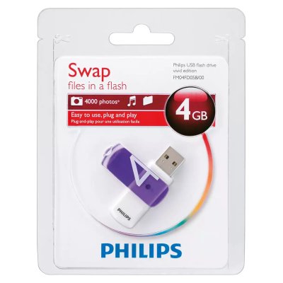 флешка Philips 4GB FM04FD05B/97 Белый, синий