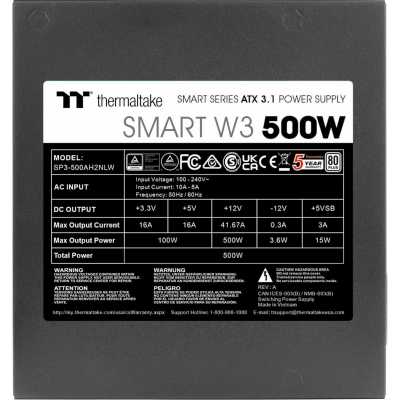 блок питания Thermaltake Smart W3 500W PS-SPW-0500NNFAWE-1 Черный